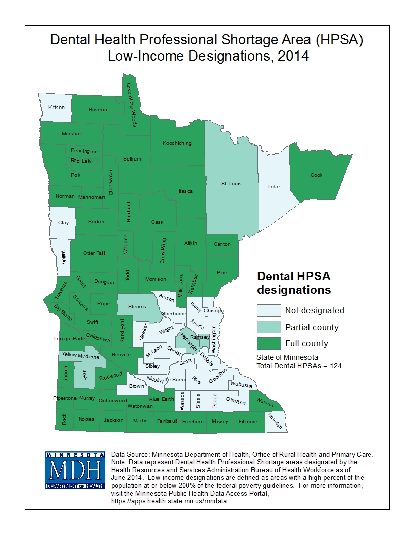 Dental Health Professional Shortage Areas MN Public Health Data Access MN Dept. of Health MN