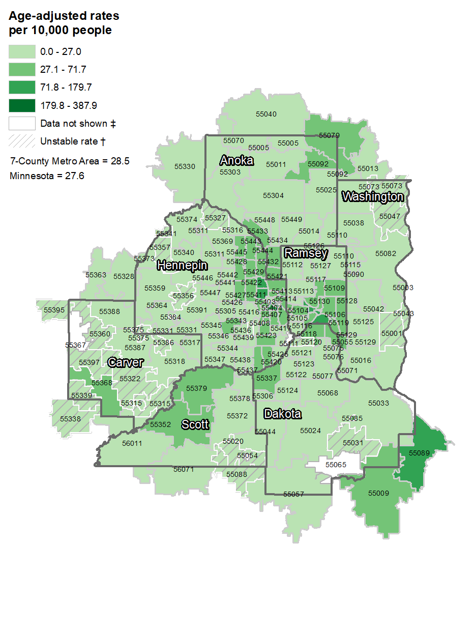 Asthma map by zip code