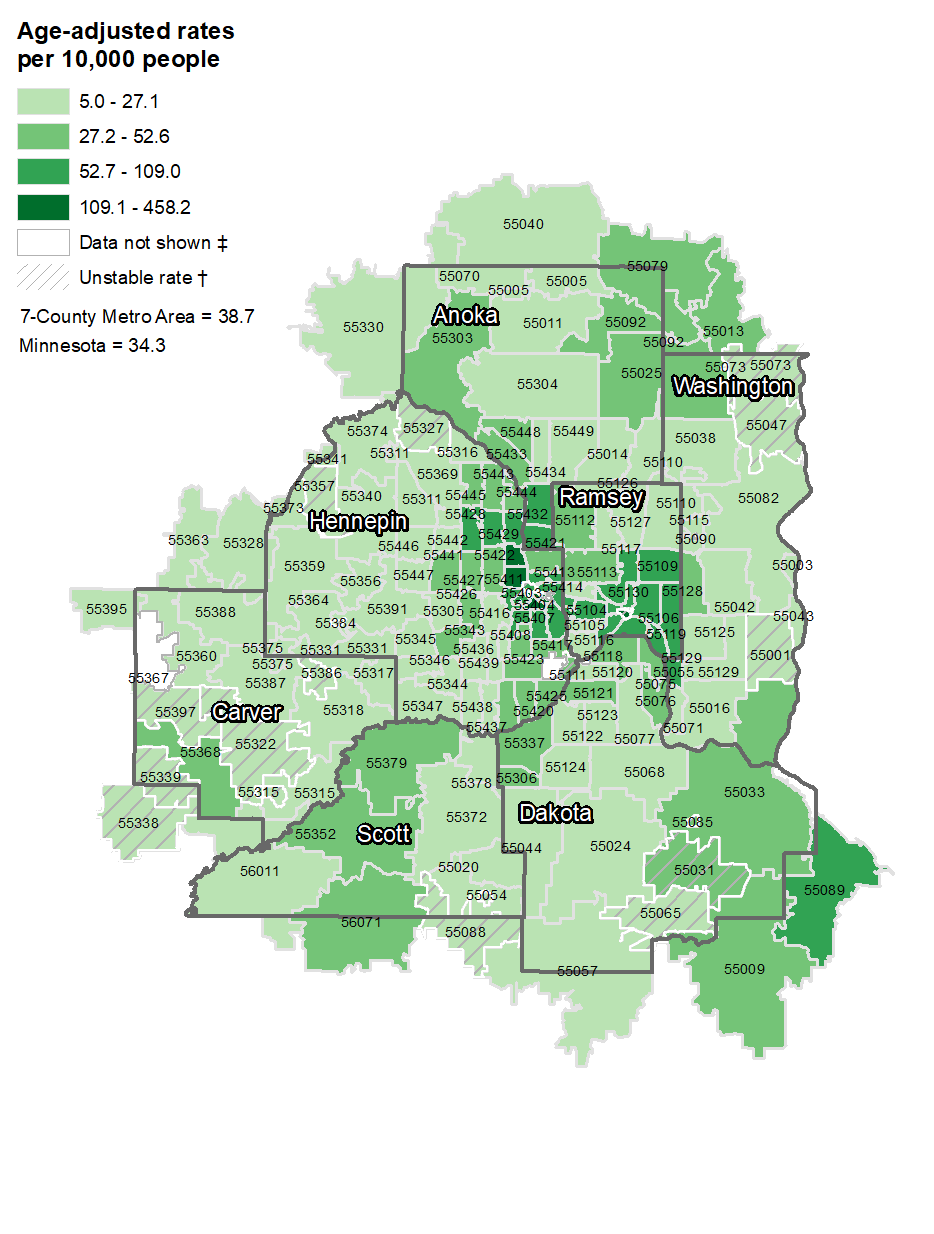 Asthma map by zip code