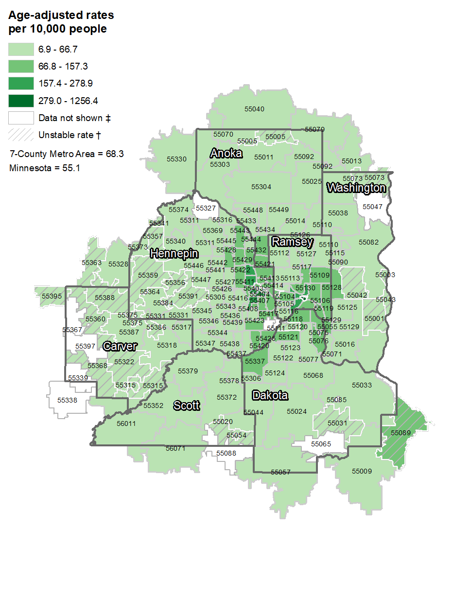 Asthma map by zip code