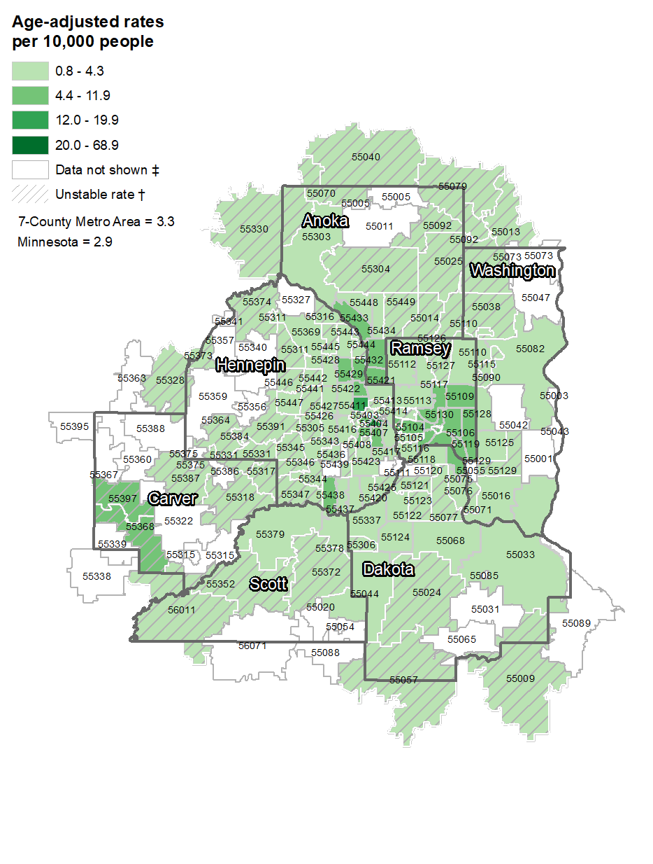 Asthma hospitalizations, by ZIP code
