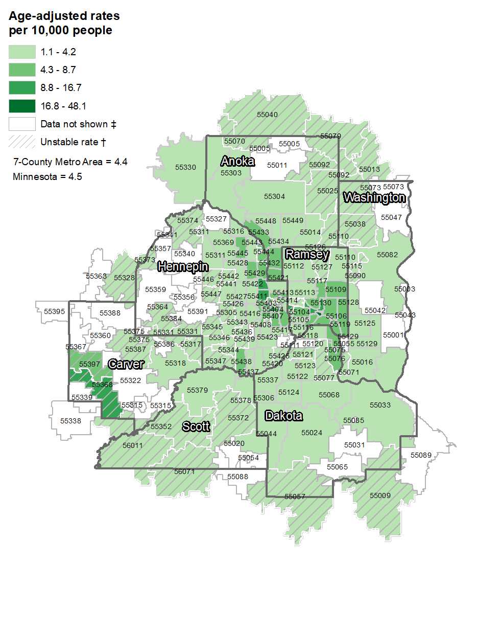 Asthma hospitalizations, by ZIP code