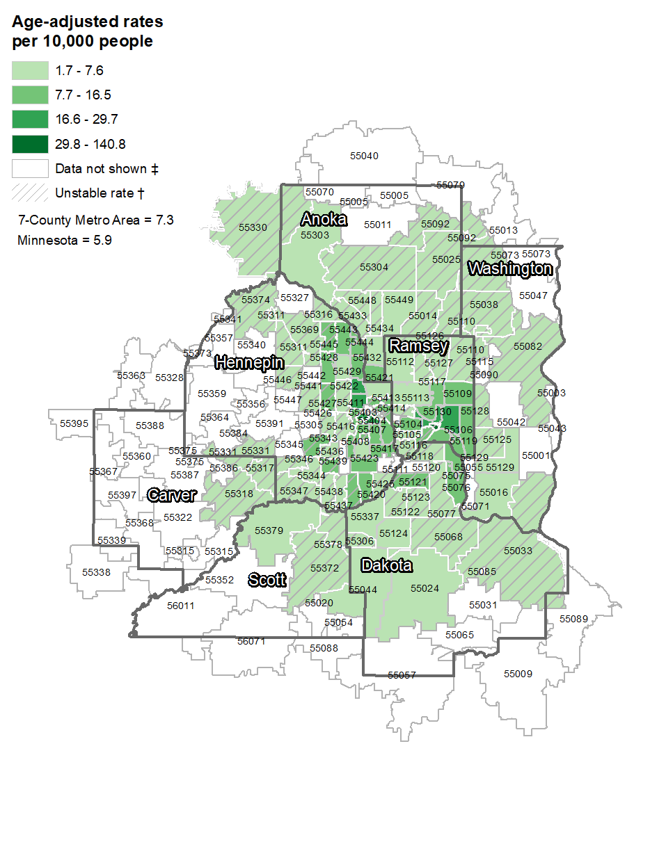 Asthma hospitalizations, by ZIP code